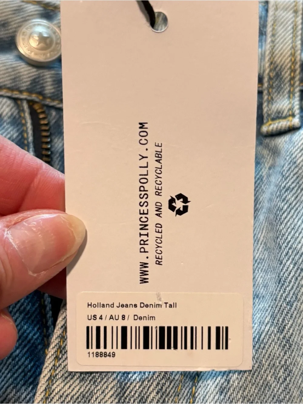 Princess Polly Holland High Rise Straight Leg Denim Jeans Size 4T NWT